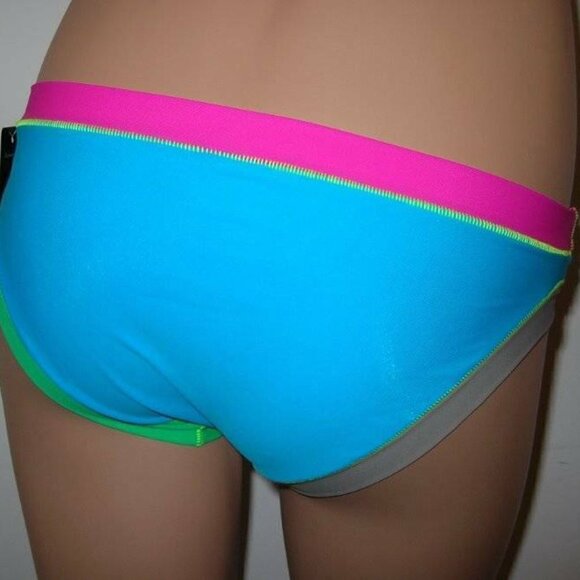 NWT ABS Allen Schwartz Neon Blue Green Pink Hipster Bikini Bottoms - Picture 3 of 9
